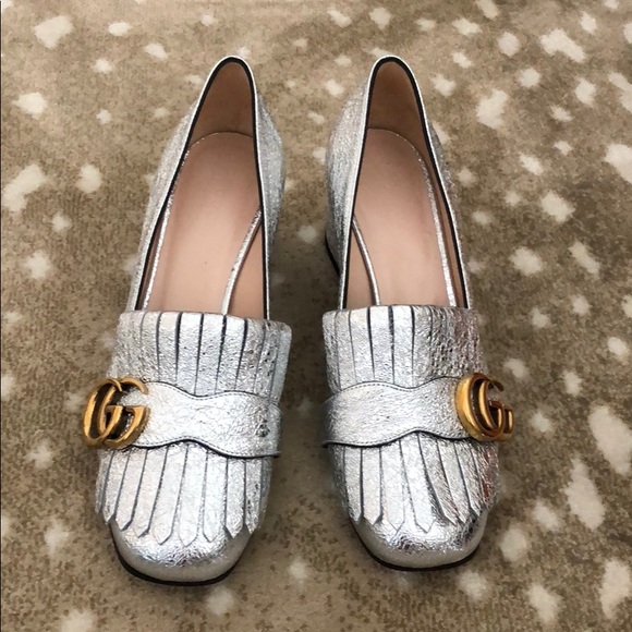 Gucci Shoes - Gucci silver current loafer